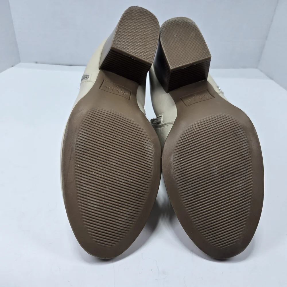Style & Co. Masrinaa Beige Block-heel Zipper Ankle Boots Booties Women's Size 9M
